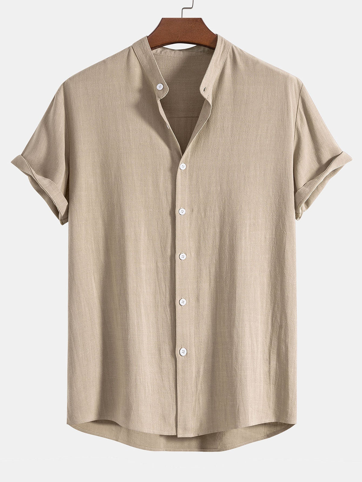 Chemise homme col officier - Beige