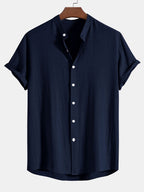 Chemise homme col officier - Bleu marine