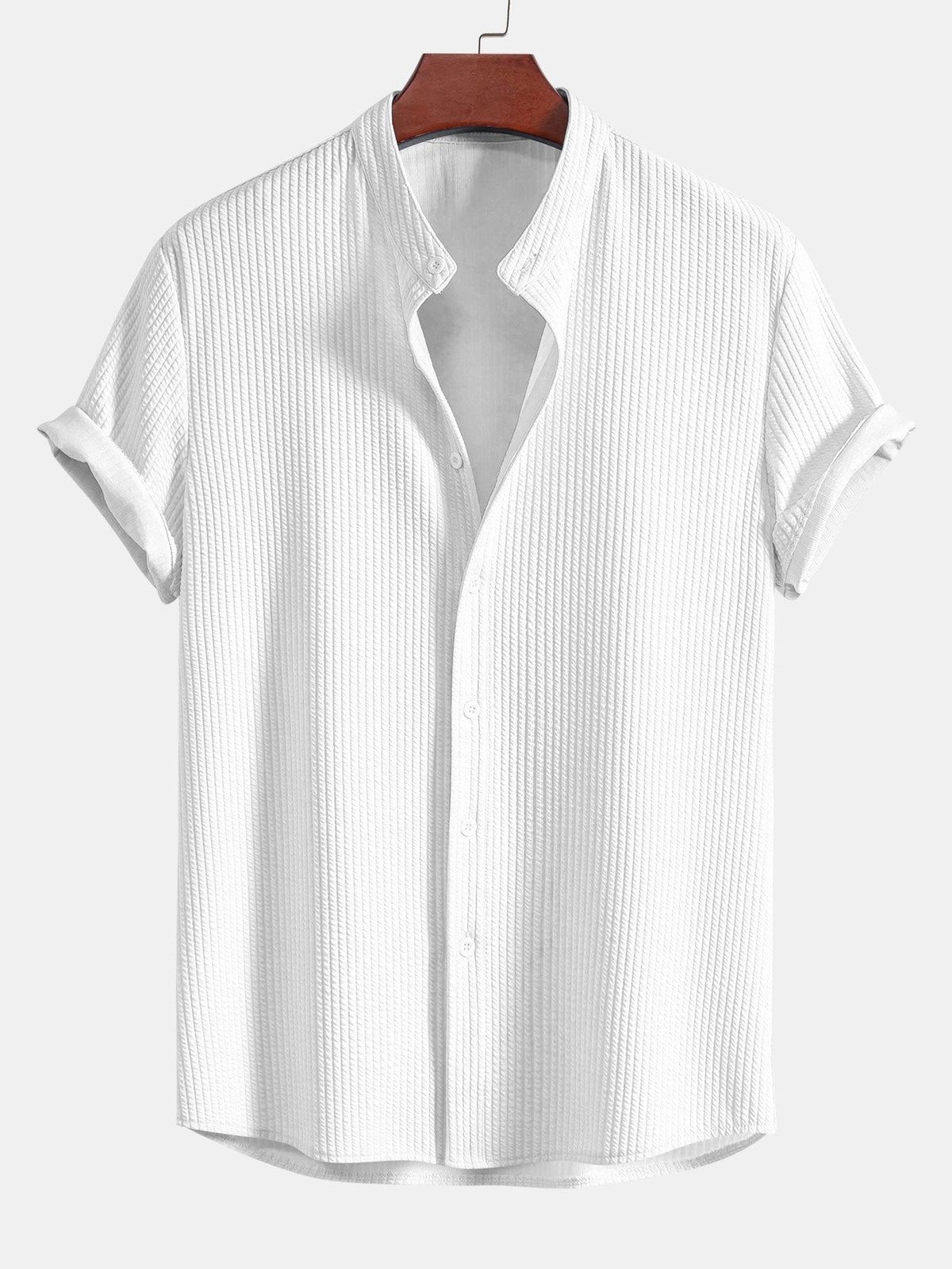 Chemise homme col officier texturée - Blanc