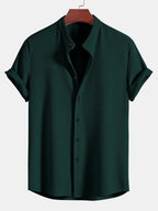 Chemise homme col officier texturée - Vert foncé