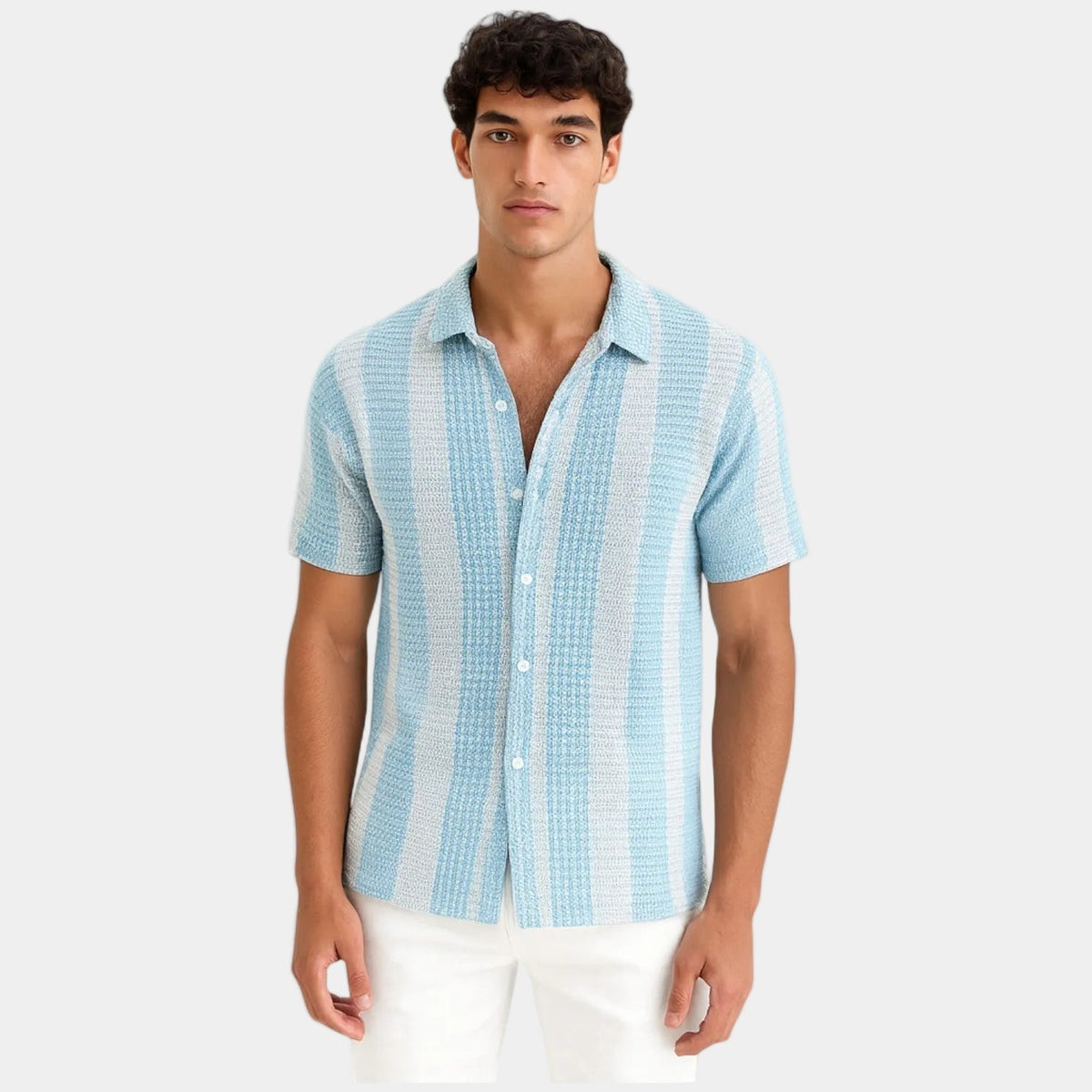 Chemise homme col ouvert boutonnée - image 4