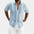 Chemise homme col ouvert boutonnée - Bleu
