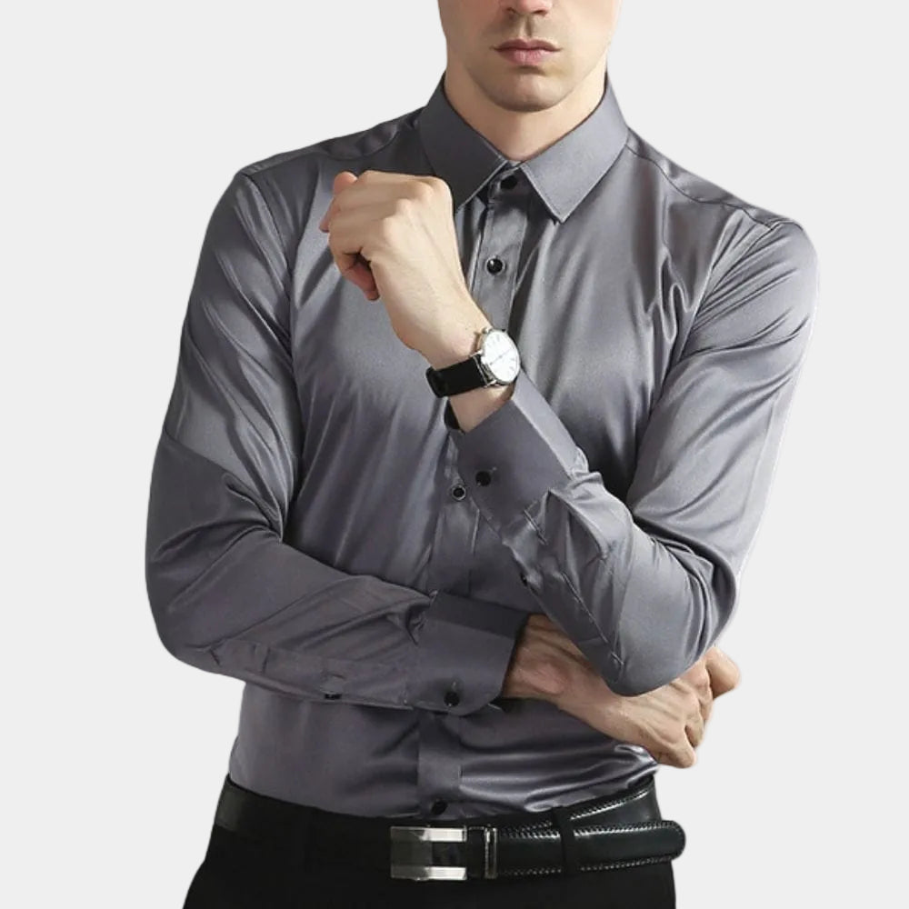 Chemise homme coupe droite - Gris