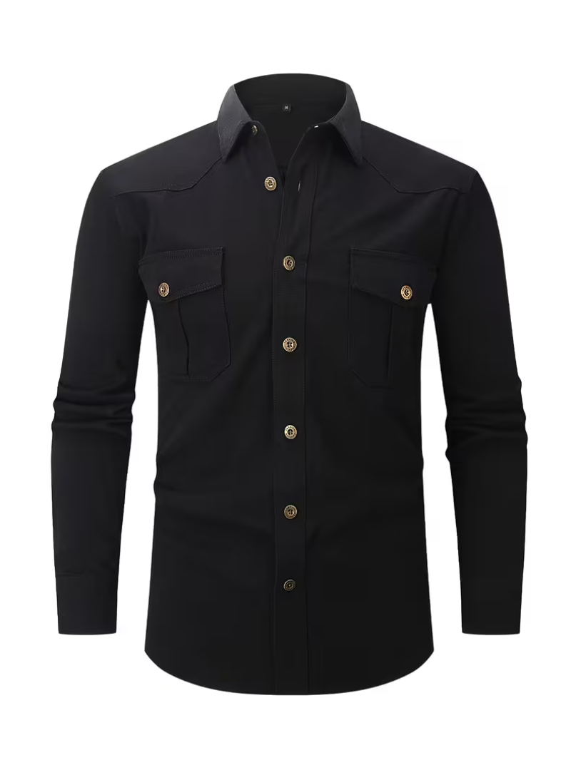 Chemise homme double poche - Noir