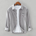 Chemise Homme Élégante Rétro en Velours Côtelé à Boutons – Tenue Décontractée - Gris clair