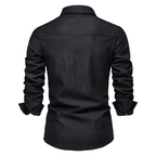 Chemise Homme en Jean Coupe Slim – Manches Longues Style Classique en Mélange de Coton - image 3