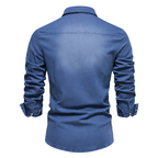 Chemise Homme en Jean Coupe Slim – Manches Longues Style Classique en Mélange de Coton - image 5