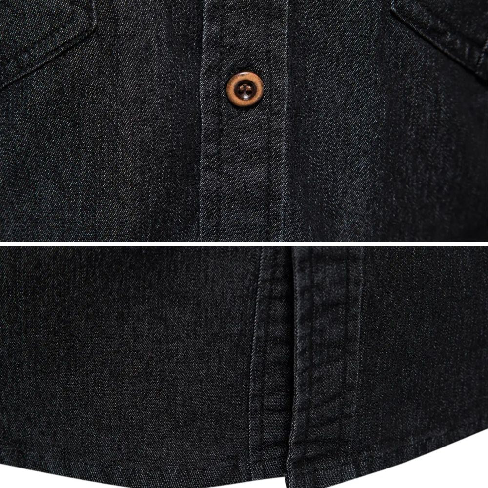 Chemise Homme en Jean Coupe Slim – Manches Longues Style Classique en Mélange de Coton - image 7
