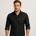 Chemise Homme en Jean Coupe Slim – Manches Longues Style Classique en Mélange de Coton - image 9