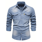 Chemise Homme en Jean Coupe Slim – Manches Longues Style Classique en Mélange de Coton - image 13