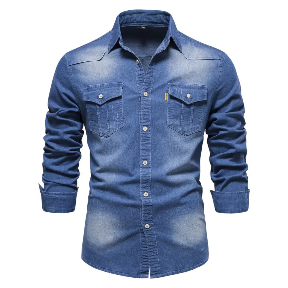 Chemise Homme en Jean Coupe Slim – Manches Longues Style Classique en Mélange de Coton - image 14