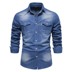 Chemise Homme en Jean Coupe Slim – Manches Longues Style Classique en Mélange de Coton - image 14