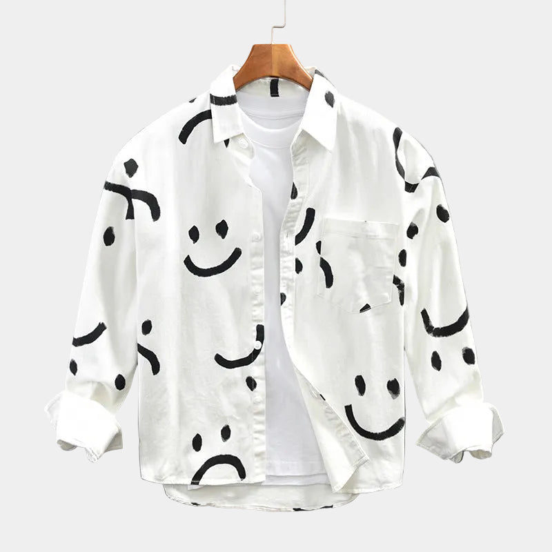 Chemise homme imprimée boutonnée - Blanc