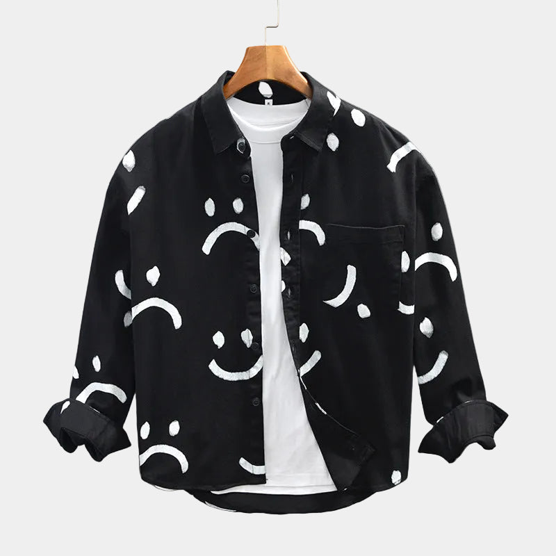 Chemise homme imprimée boutonnée - Noir