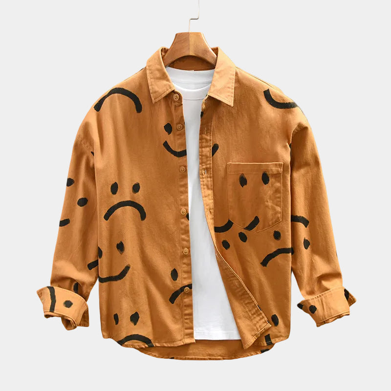 Chemise homme imprimée boutonnée - Orange