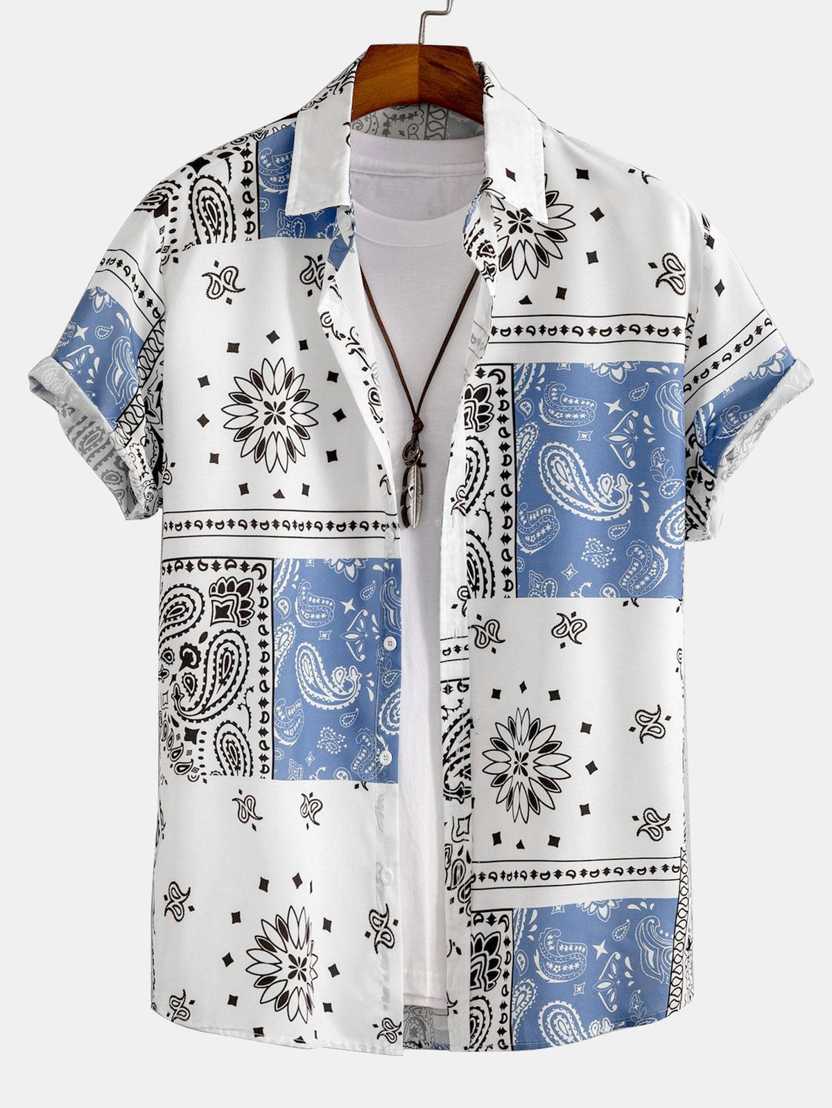 Chemise homme imprimée manches courtes - Blanc