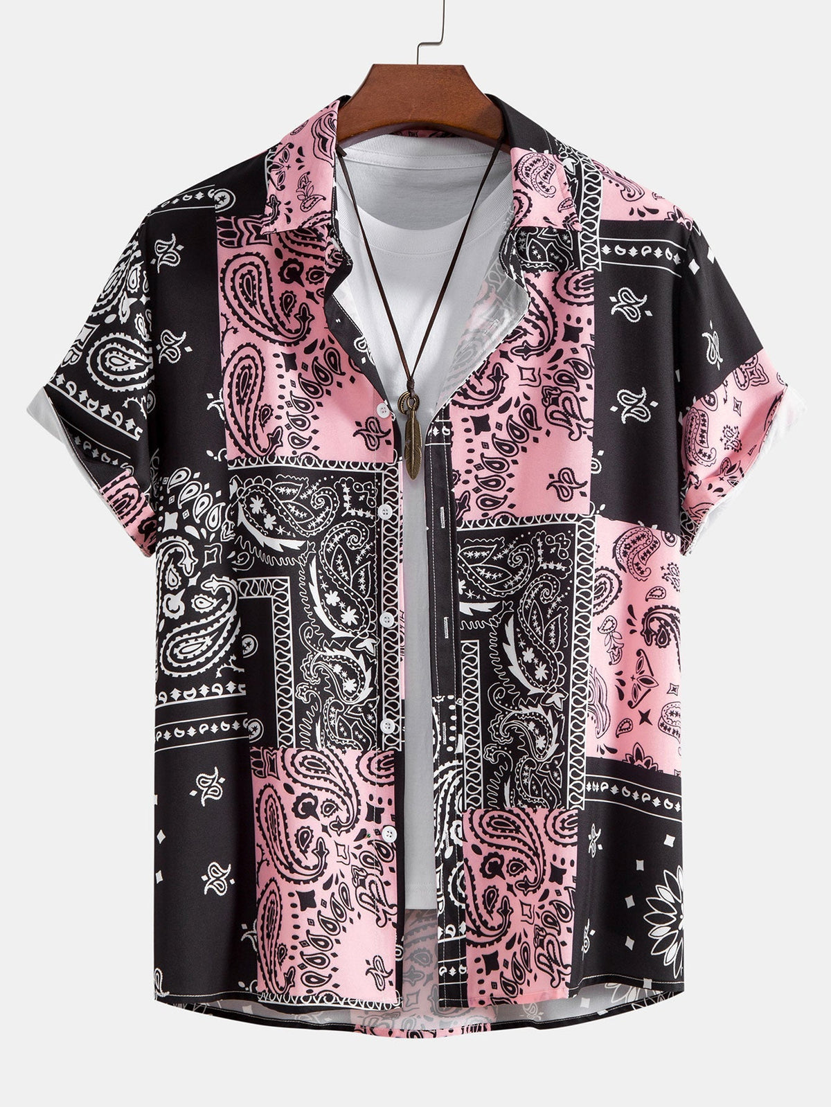 Chemise homme imprimée manches courtes - Noir