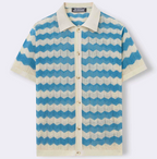 Chemise homme maille rayée - Bleu
