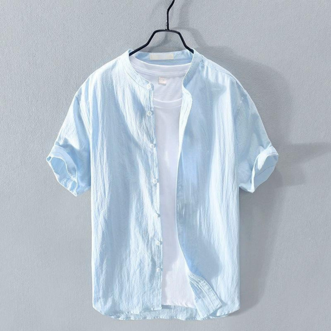 Chemise homme manches courtes boutonnée - Bleu clair