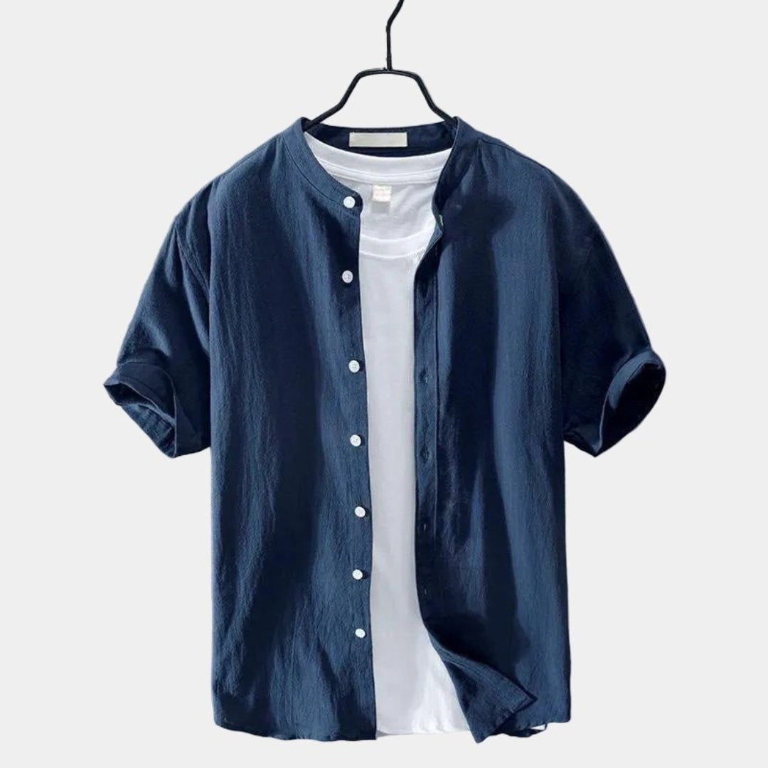 Chemise homme manches courtes boutonnée - Bleu foncé