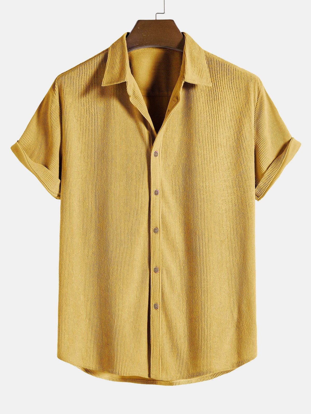 Chemise homme manches courtes texturée - Jaune