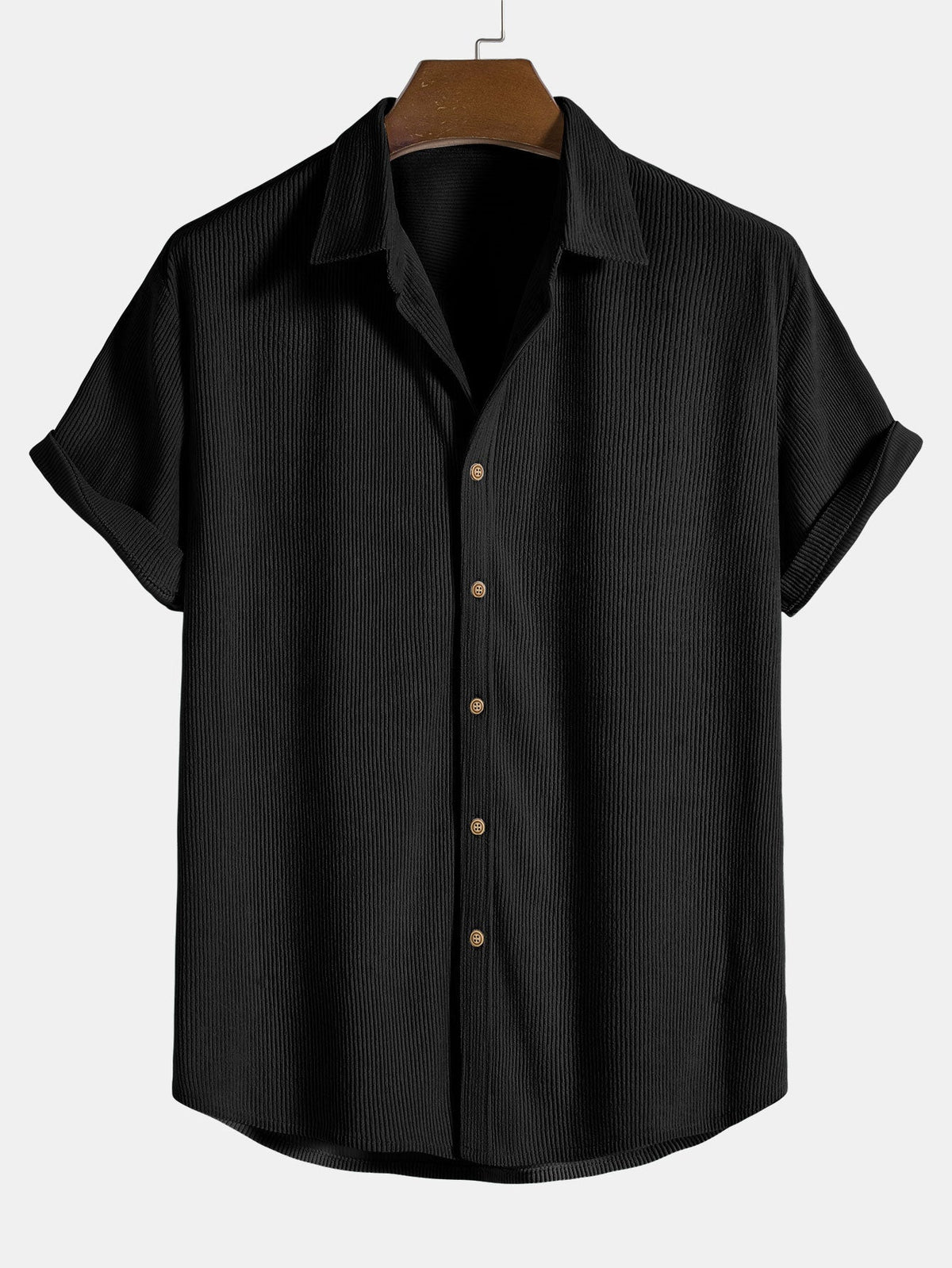 Chemise homme manches courtes texturée - Noir