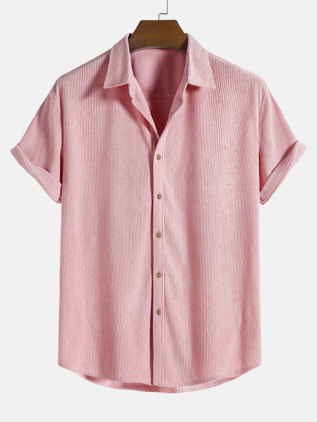 Chemise homme manches courtes texturée - Rose