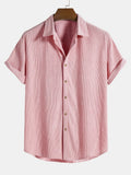 Chemise homme manches courtes texturée - Rose