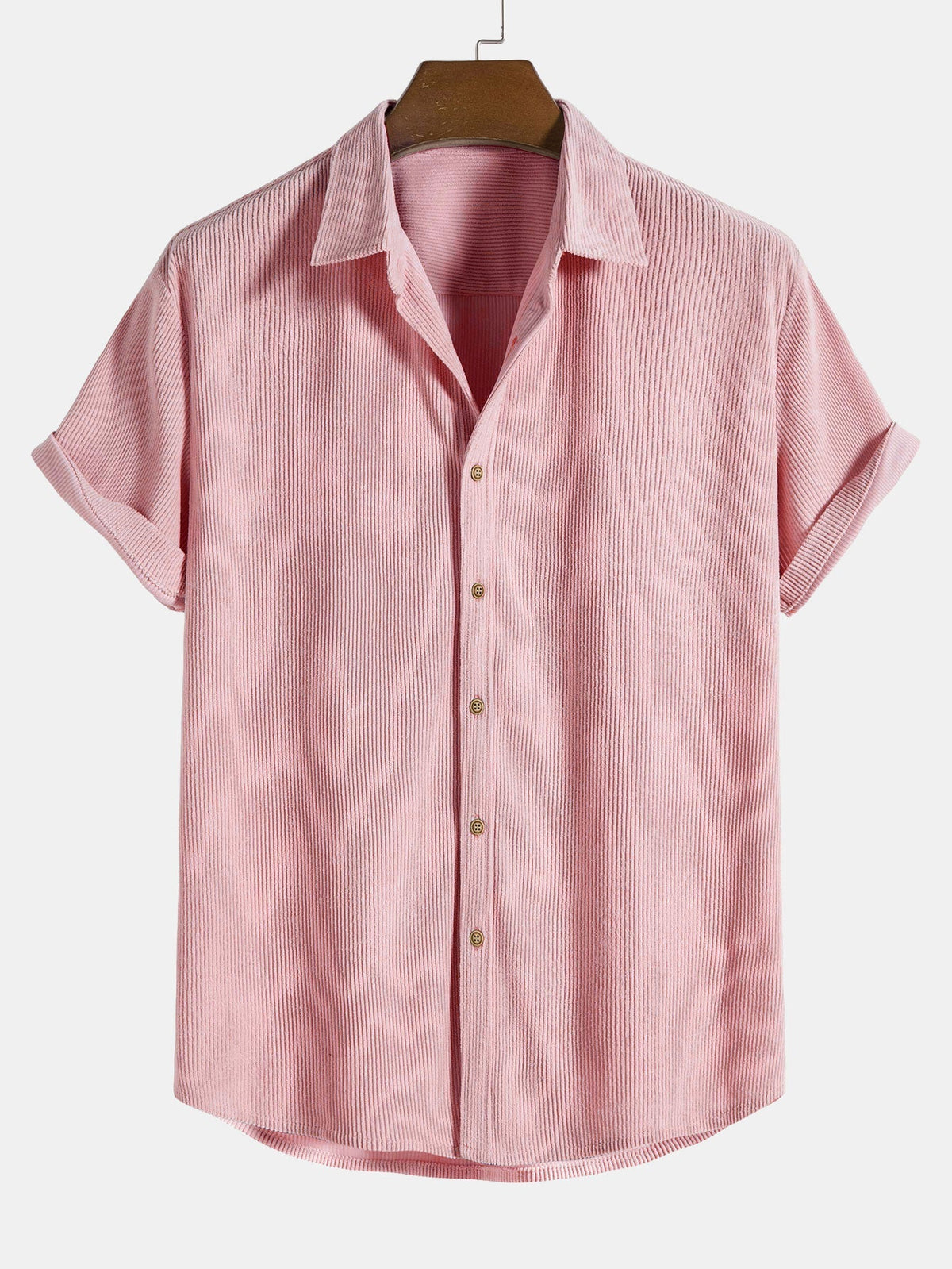Chemise homme manches courtes texturée - Rose