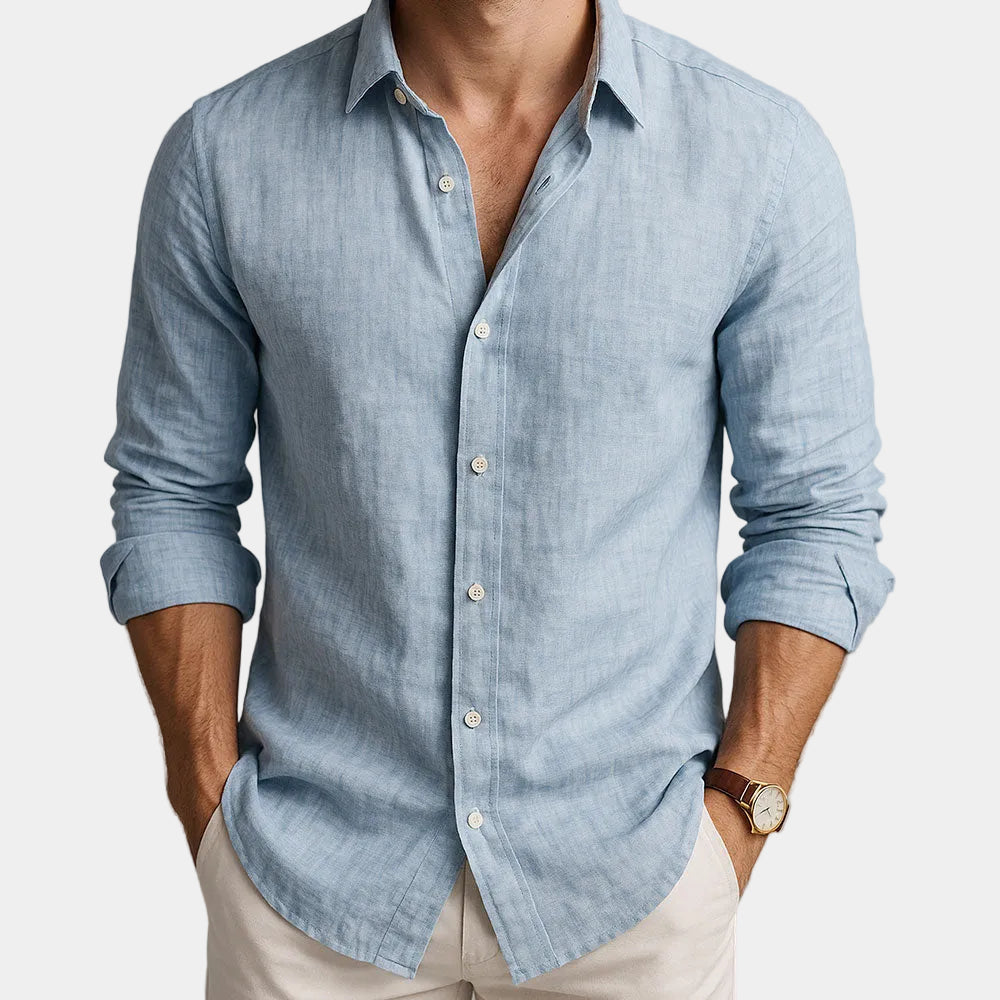 Chemise homme manches longues - Bleu