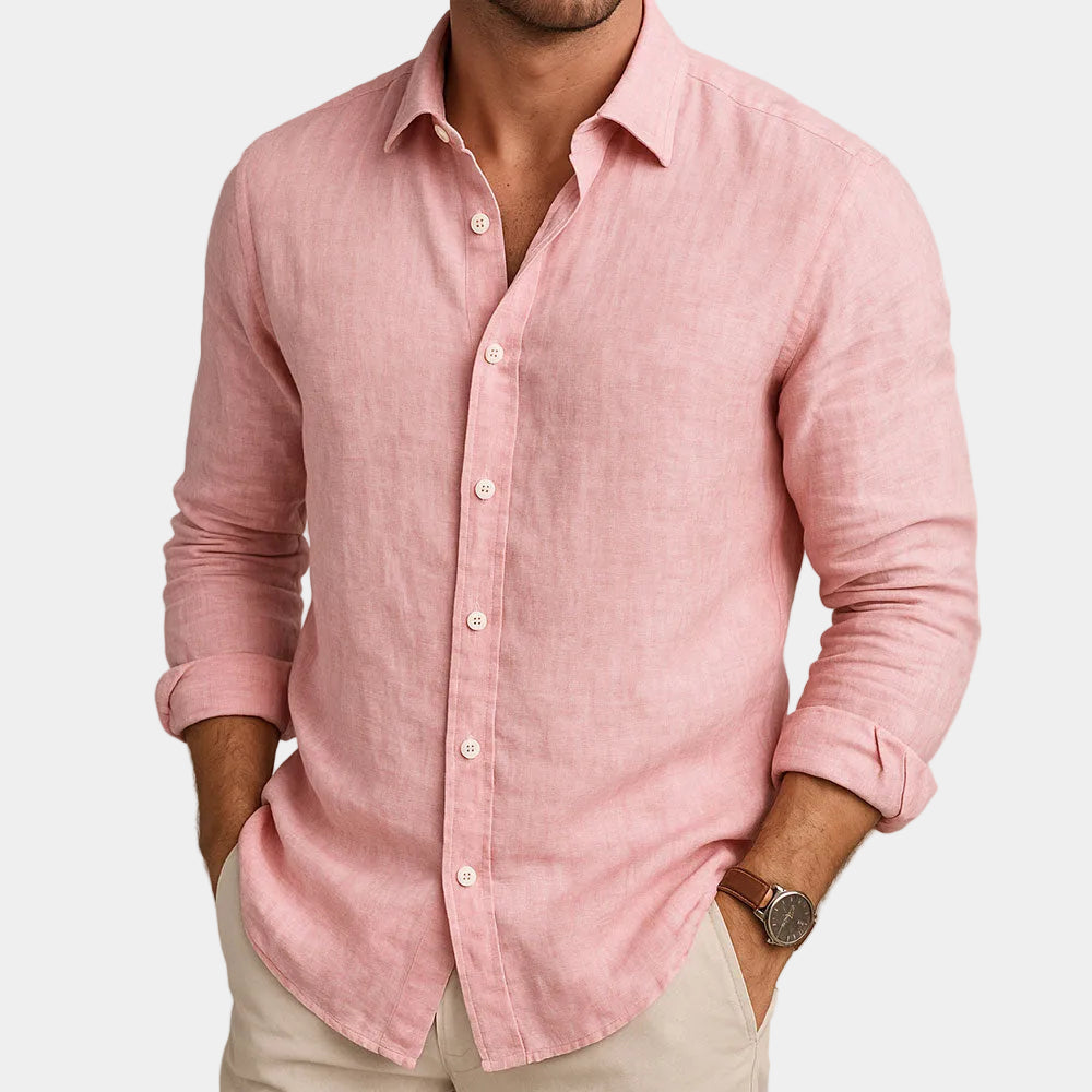 Chemise homme manches longues - Rose