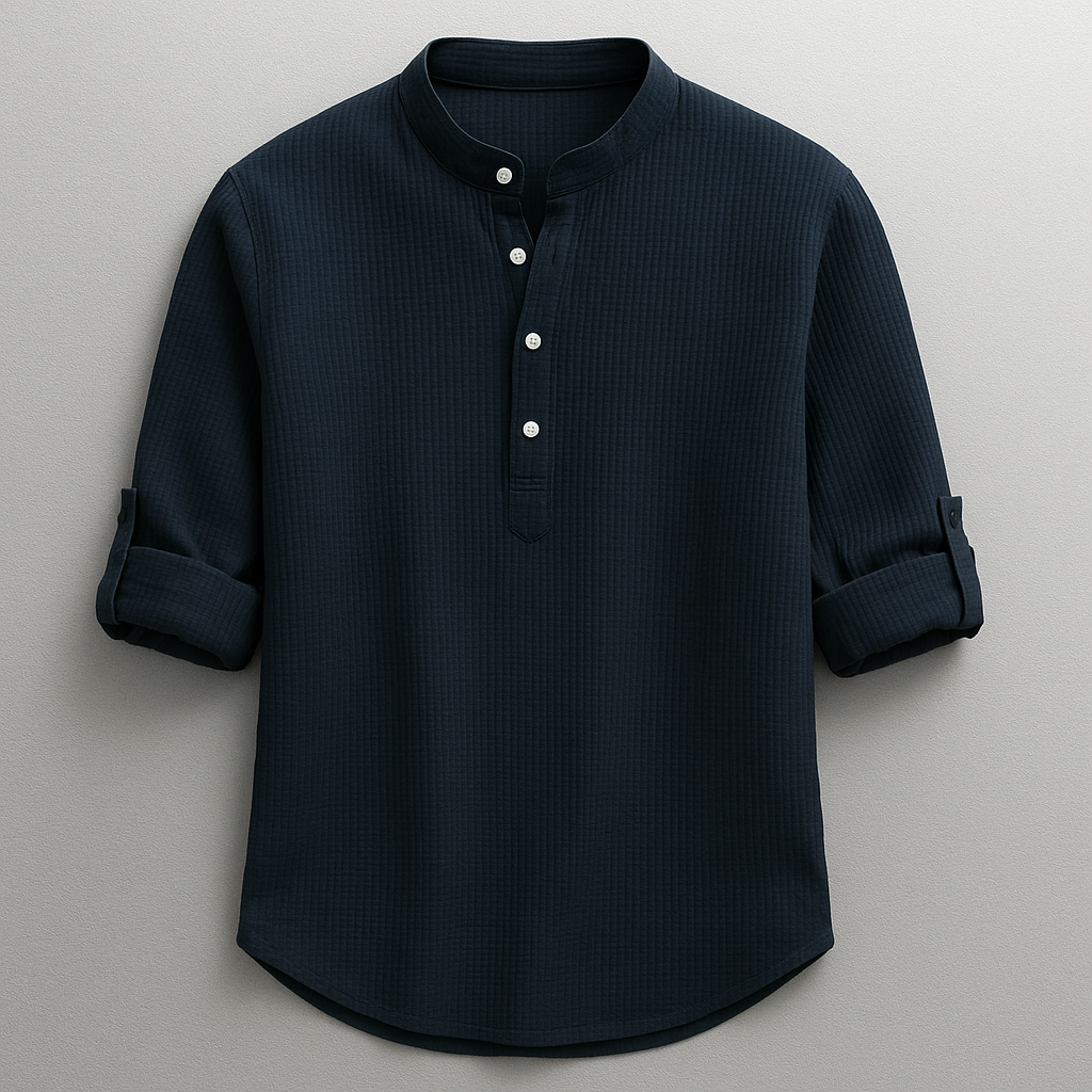 Chemise homme manches retroussées - Bleu marine