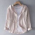 Chemise homme rayée à capuche - Beige