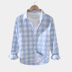Chemise homme rayée boutonnée - Bleu clair