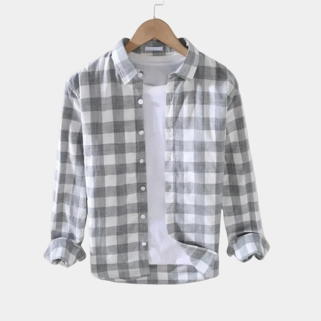Chemise homme rayée boutonnée - Gris