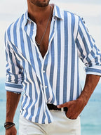 Chemise homme rayee decontractee - Legere et estivale - Bleu