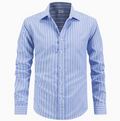 Chemise homme rayée manches longues - Bleu clair