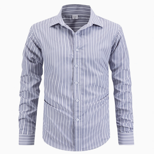 Chemise homme rayée manches longues - Gris
