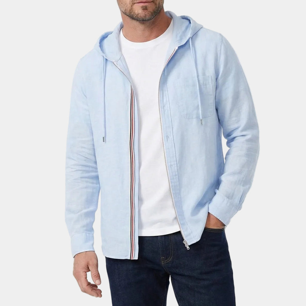 Chemise homme zippée à capuche - image 4