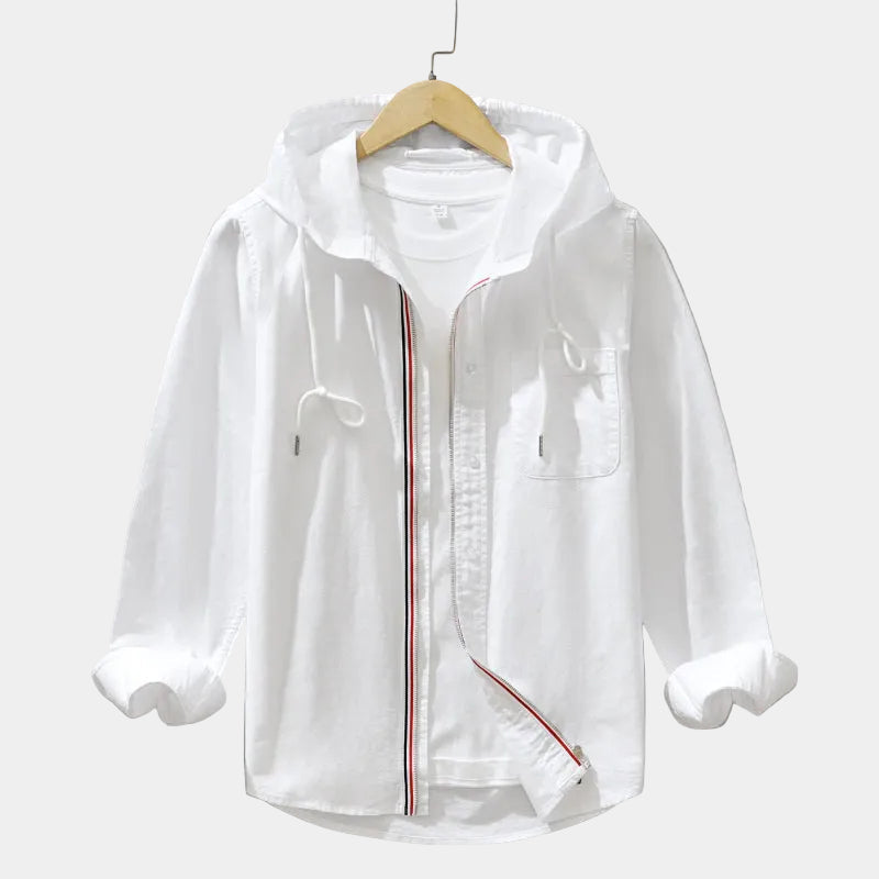 Chemise homme zippée à capuche - Blanc