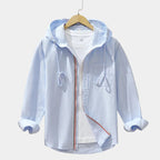 Chemise homme zippée à capuche - Bleu clair
