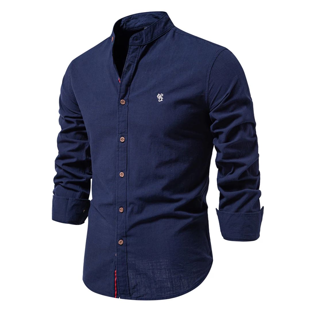 Chemise Moderne en Coton pour Homme – Manche Longue Durable et Élégante - Bleu marine