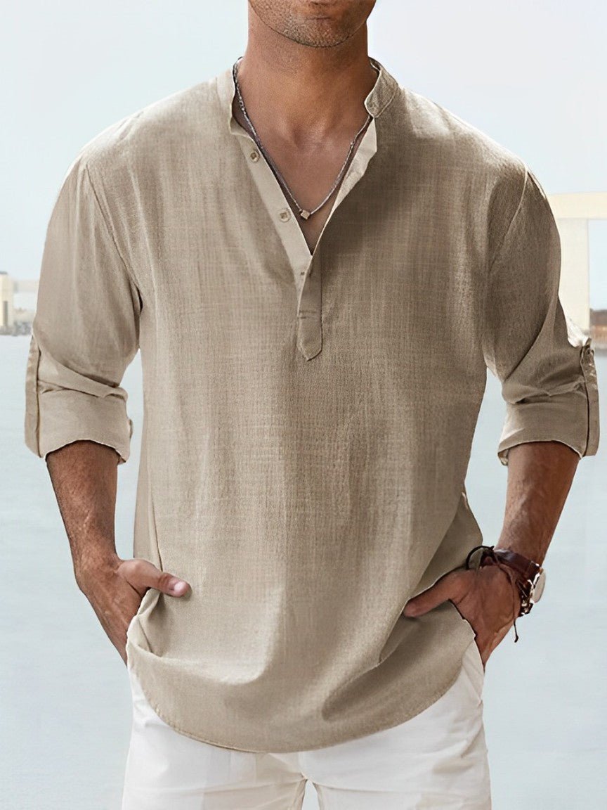 Chemise Noir Élégante en Lin pour Hommes - image 2