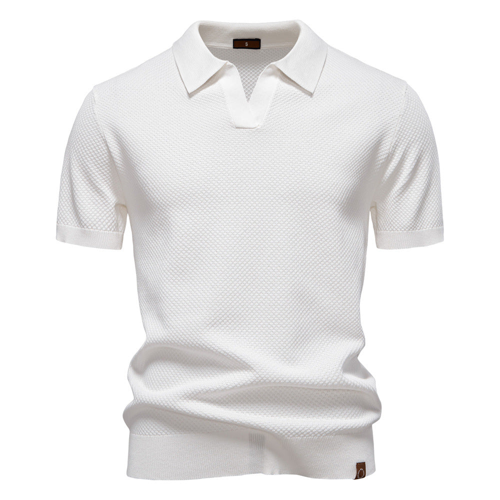 Chemise polo structurée pour homme – Coupe moderne respirante à texture élégante - Blanc