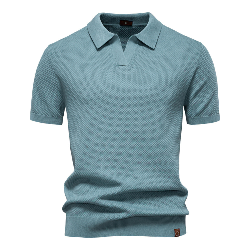 Chemise polo structurée pour homme – Coupe moderne respirante à texture élégante - Bleu
