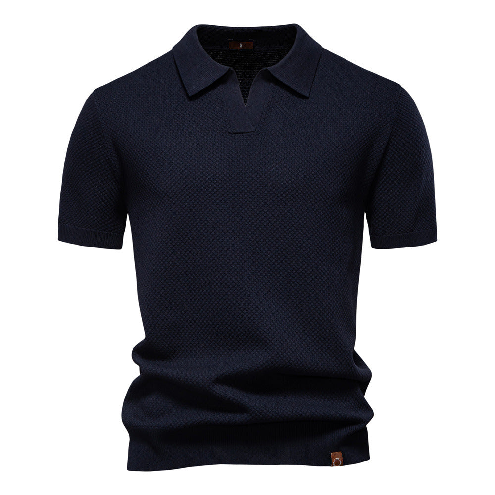 Chemise polo structurée pour homme – Coupe moderne respirante à texture élégante - Bleu marine