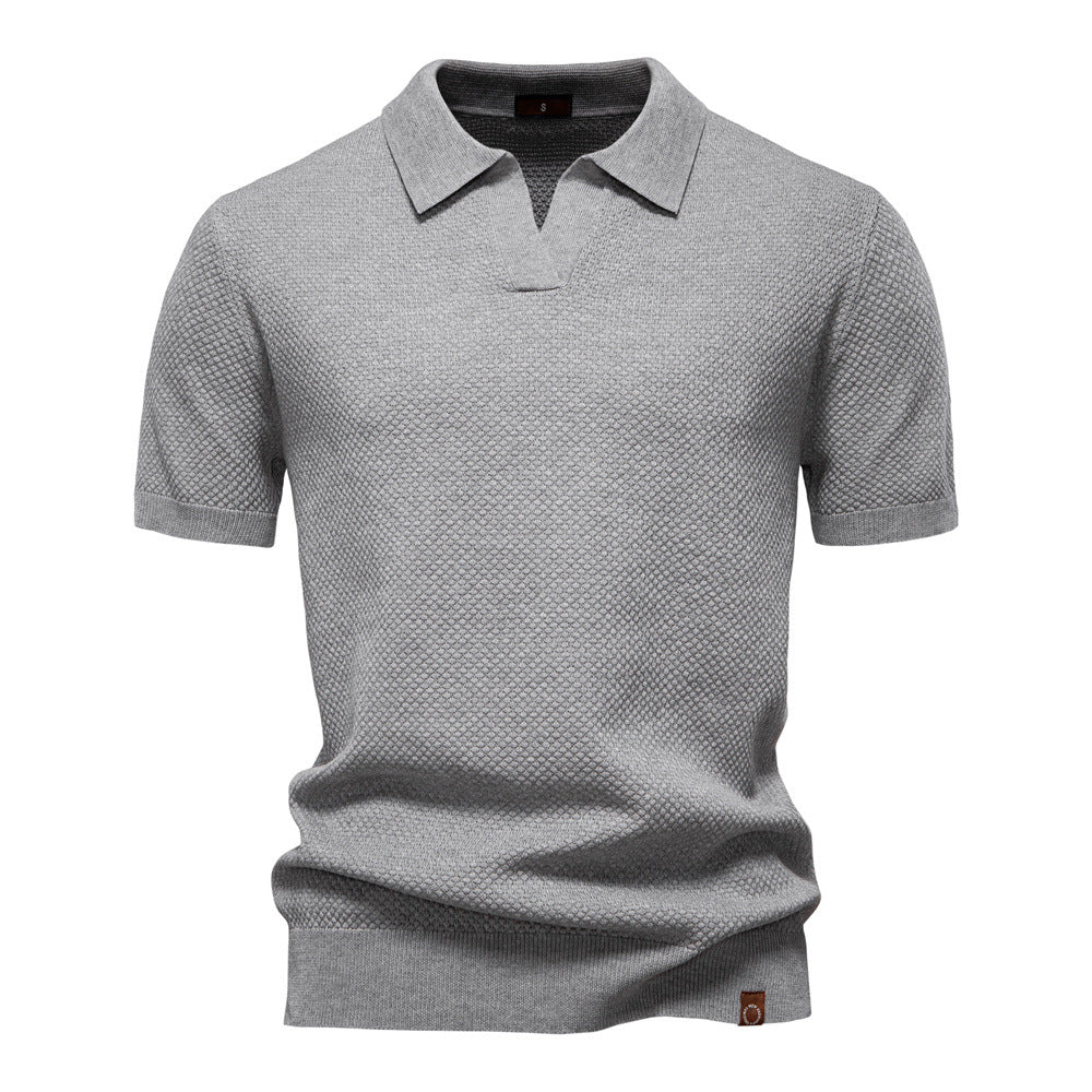 Chemise polo structurée pour homme – Coupe moderne respirante à texture élégante - Gris clair