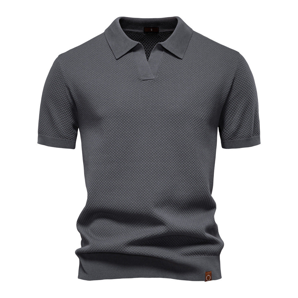 Chemise polo structurée pour homme – Coupe moderne respirante à texture élégante - Gris foncé