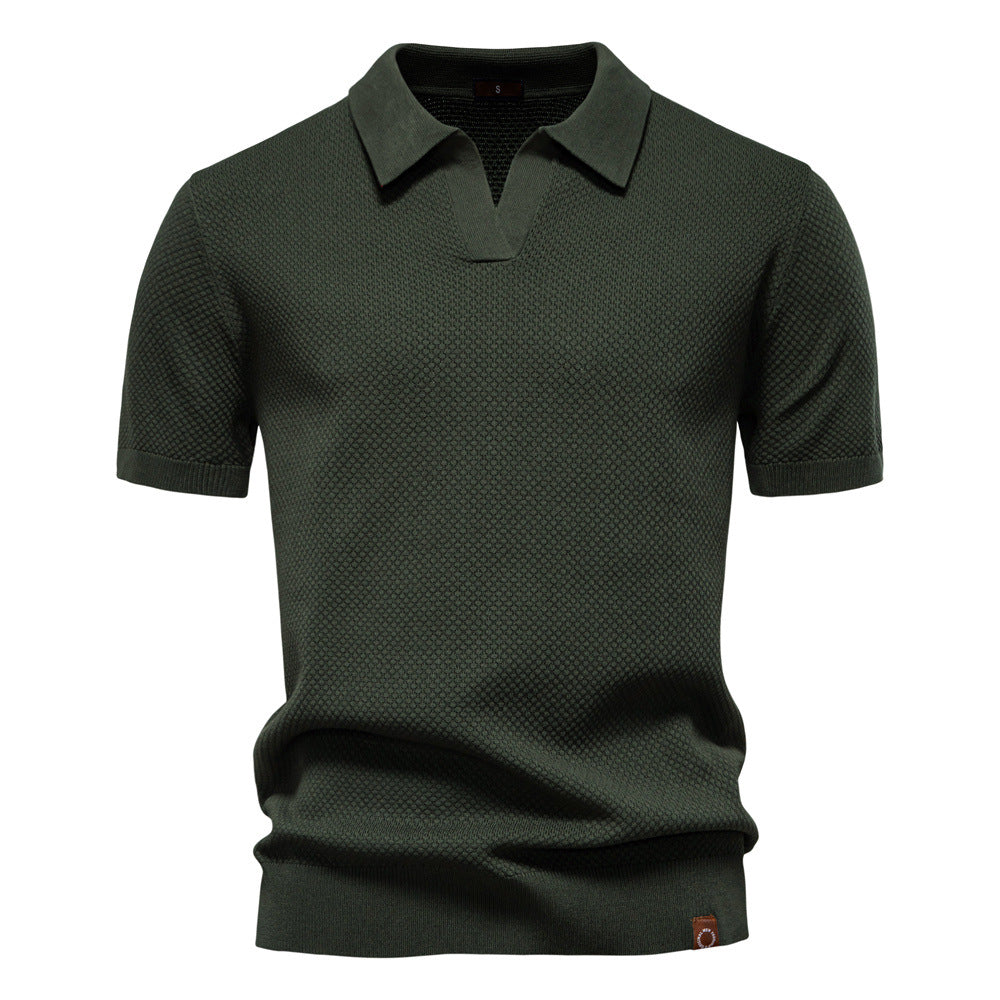 Chemise polo structurée pour homme – Coupe moderne respirante à texture élégante - Vert armée