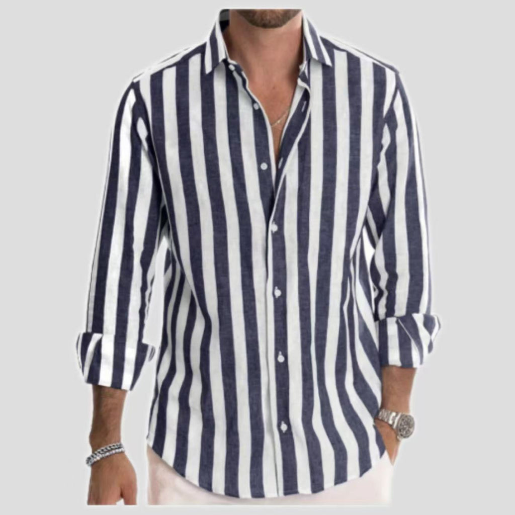 Chemise rayée élégante pour homme – Manche longue style décontracté et moderne - image 1